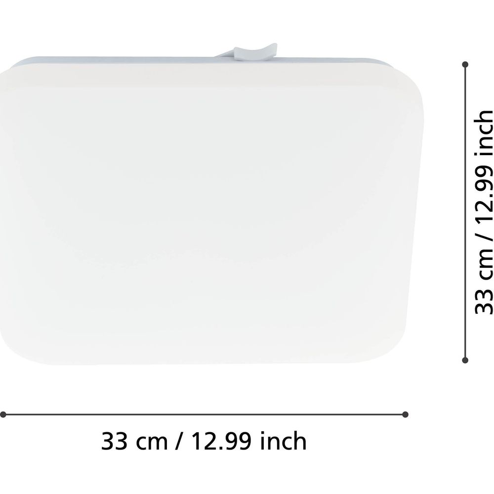Contenant blanc de 33 cm / 12,99 pouces, avec une poignée.