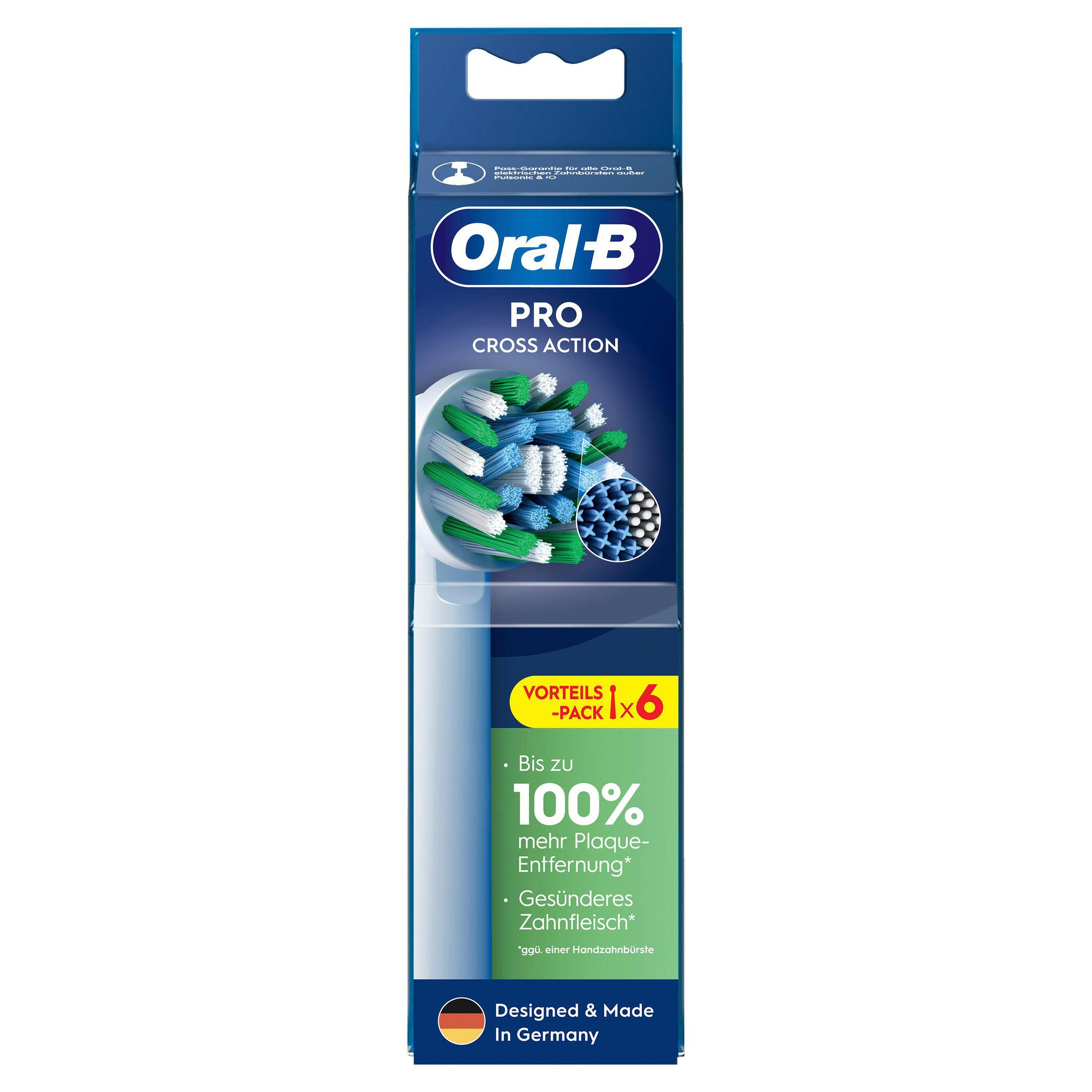 Opakowanie główek Oral-B Pro Cross Action, 6 sztuk, z niemieckim tekstem.