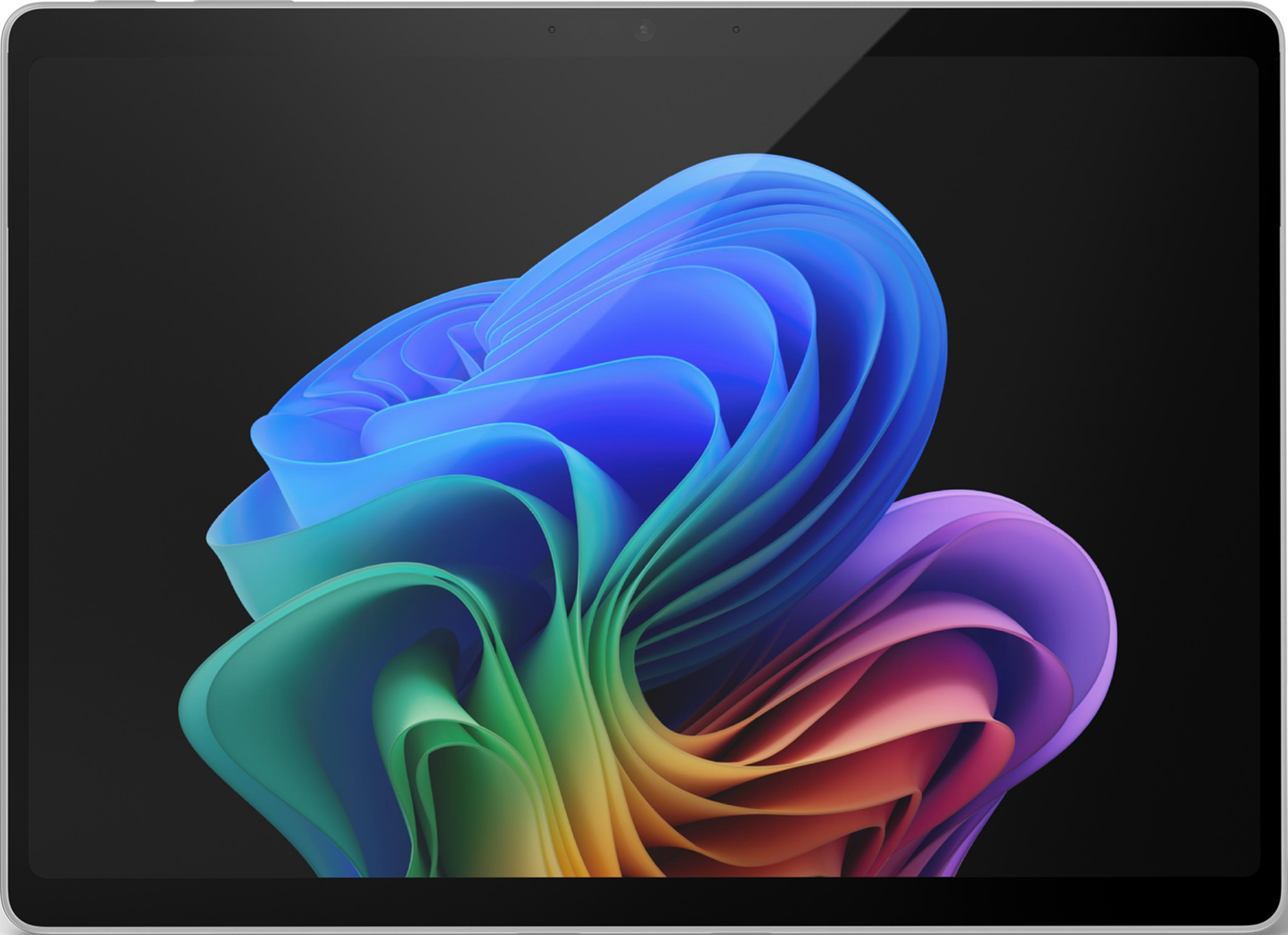 Vagues abstraites colorées sur fond sombre sur une tablette.