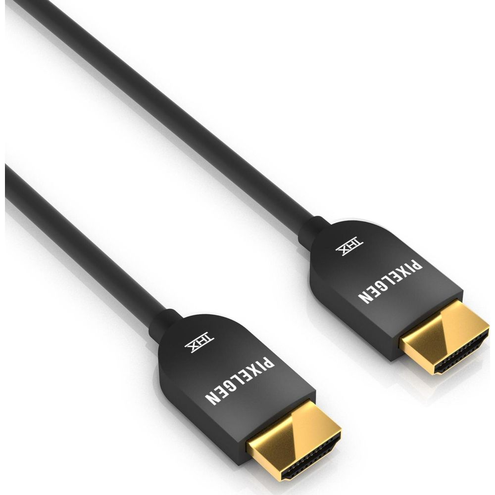 Zwei schwarze HDMI-Kabel mit goldenen Anschlüssen und THX-Logo.