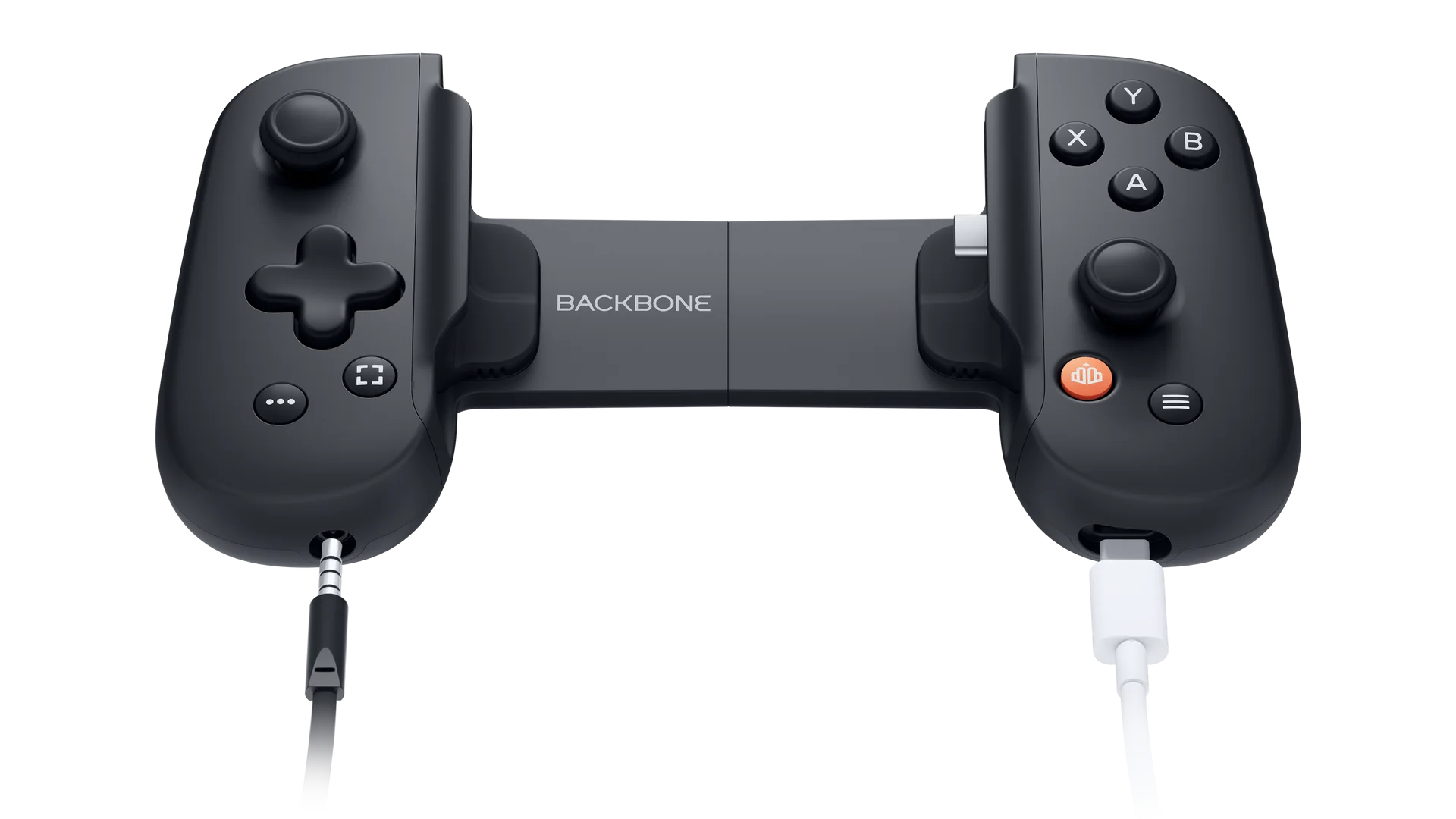 Ein schwarzer Backbone-Controller mit Kabeln, der für Smartphones entwickelt wurde.