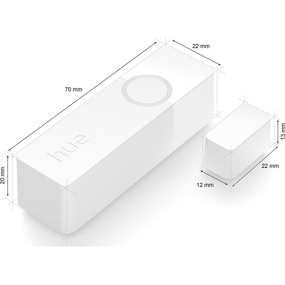 Biały mostek Hue i mniejszy sześcian z wymiarami.