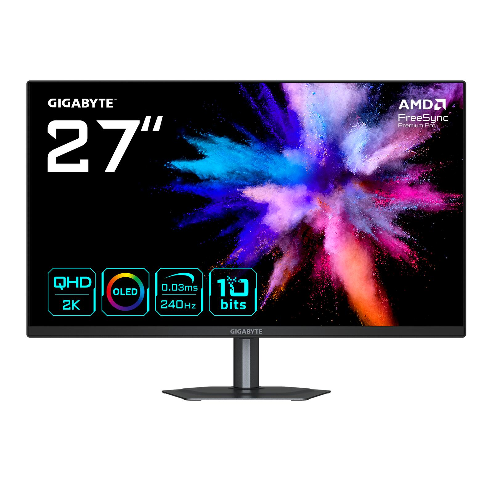 GIGABYTE GO27Q24 2560x1440 HDMI DP Vesa Display HDR True Black 400 FreeSync Premium OLED 27 inç QHD 0,03 ms 240 Hz Gaming Monitör Siyah