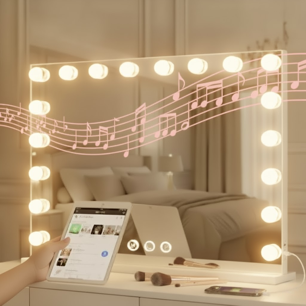Make-up spiegel met verlichting, 80x55 cm, Grote LED make-up spiegel met LED, 3 verlichtingsmodi, met USB en verwijderbare 10x vergrotende lens, wandspiegel - Wit