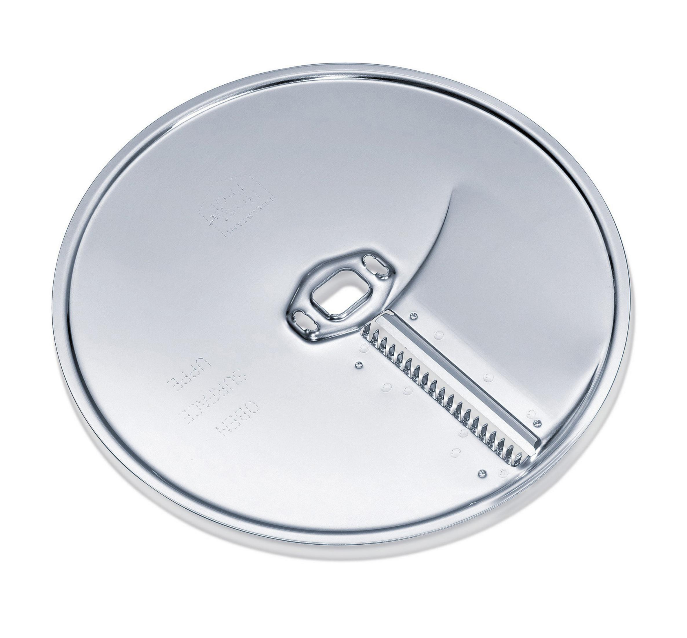 Okrągły metalowy dysk z ostrymi ostrzami i otworem na uchwyt.