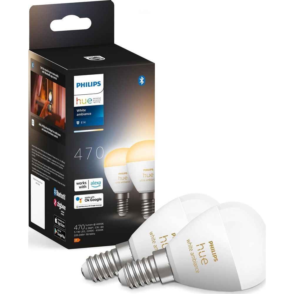 Żarówki LED Philips Hue E14 w pudełku i osobno.