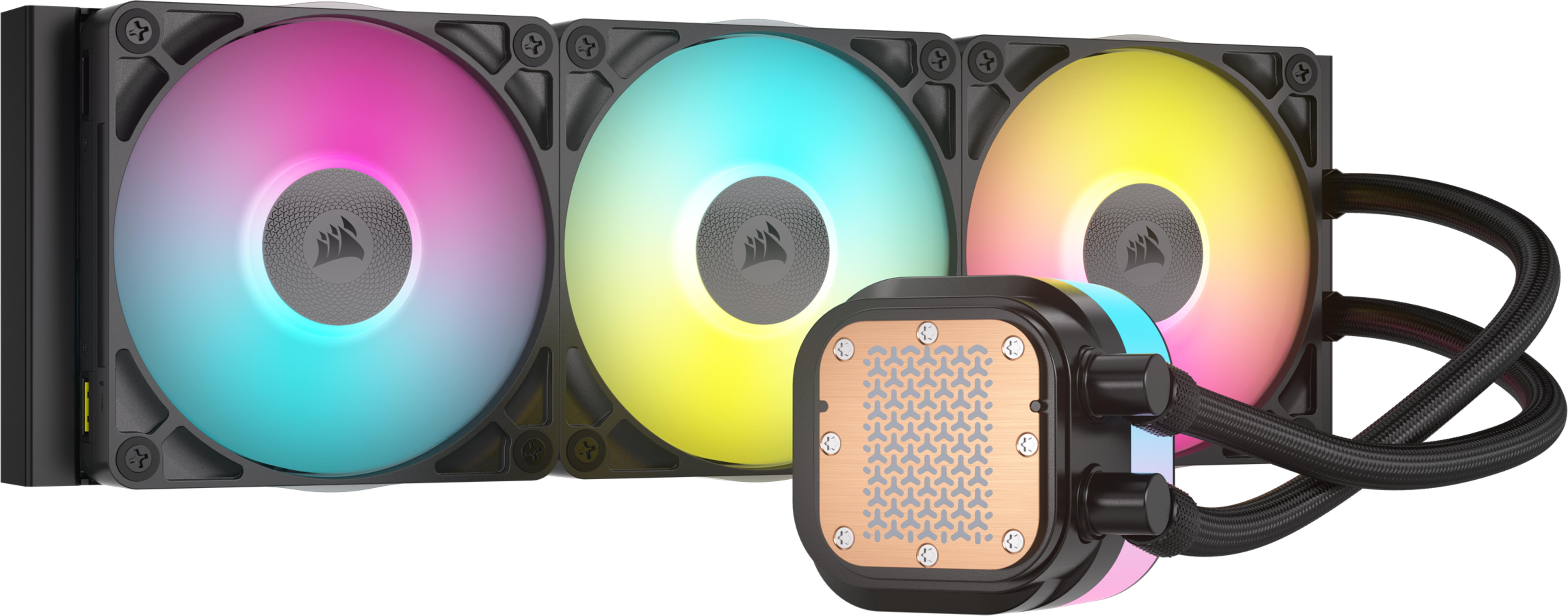 Chłodnica CPU z trzema wentylatorami RGB i miedzianą płytą.