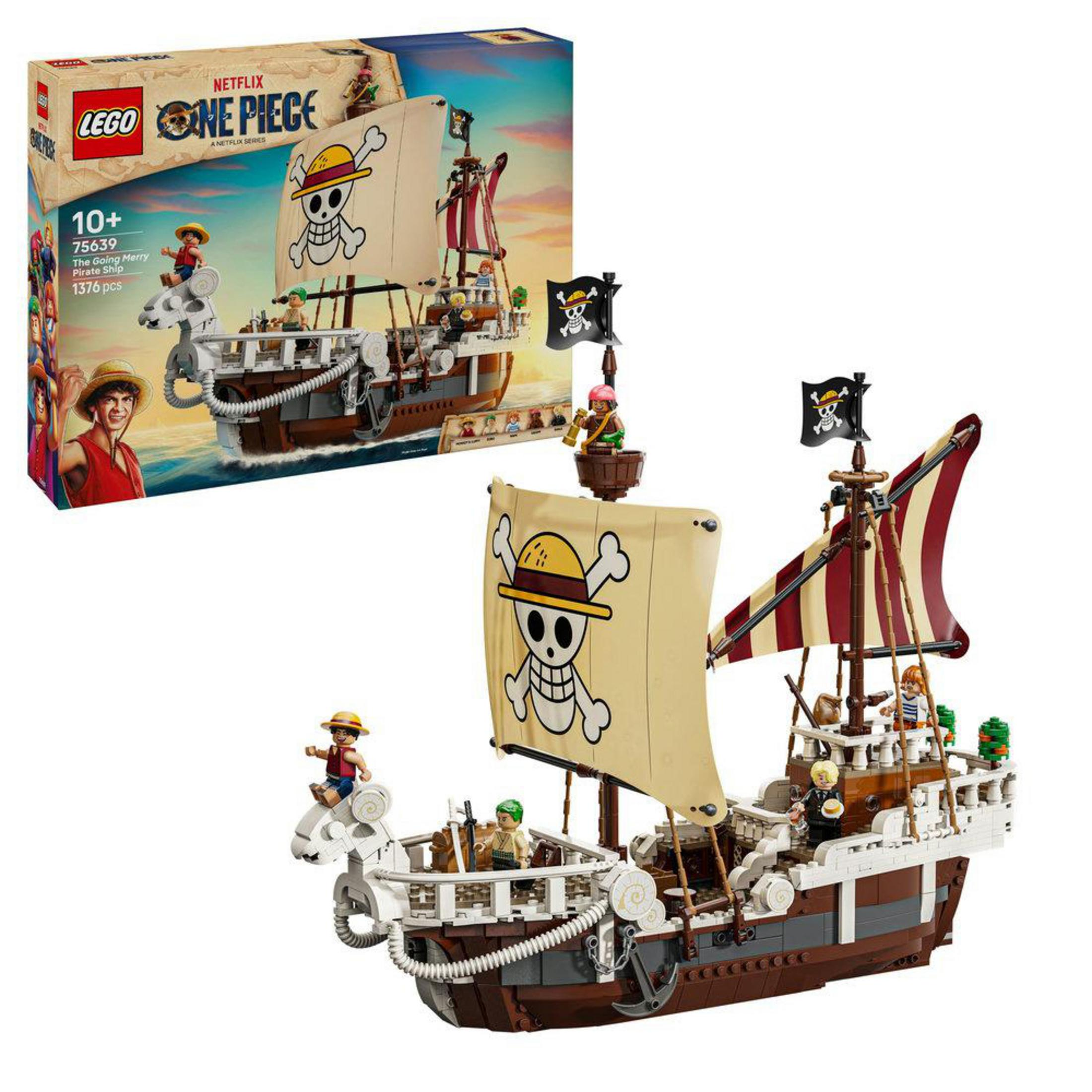 Zestaw LEGO One Piece ze statkiem Going Merry i figurkami.