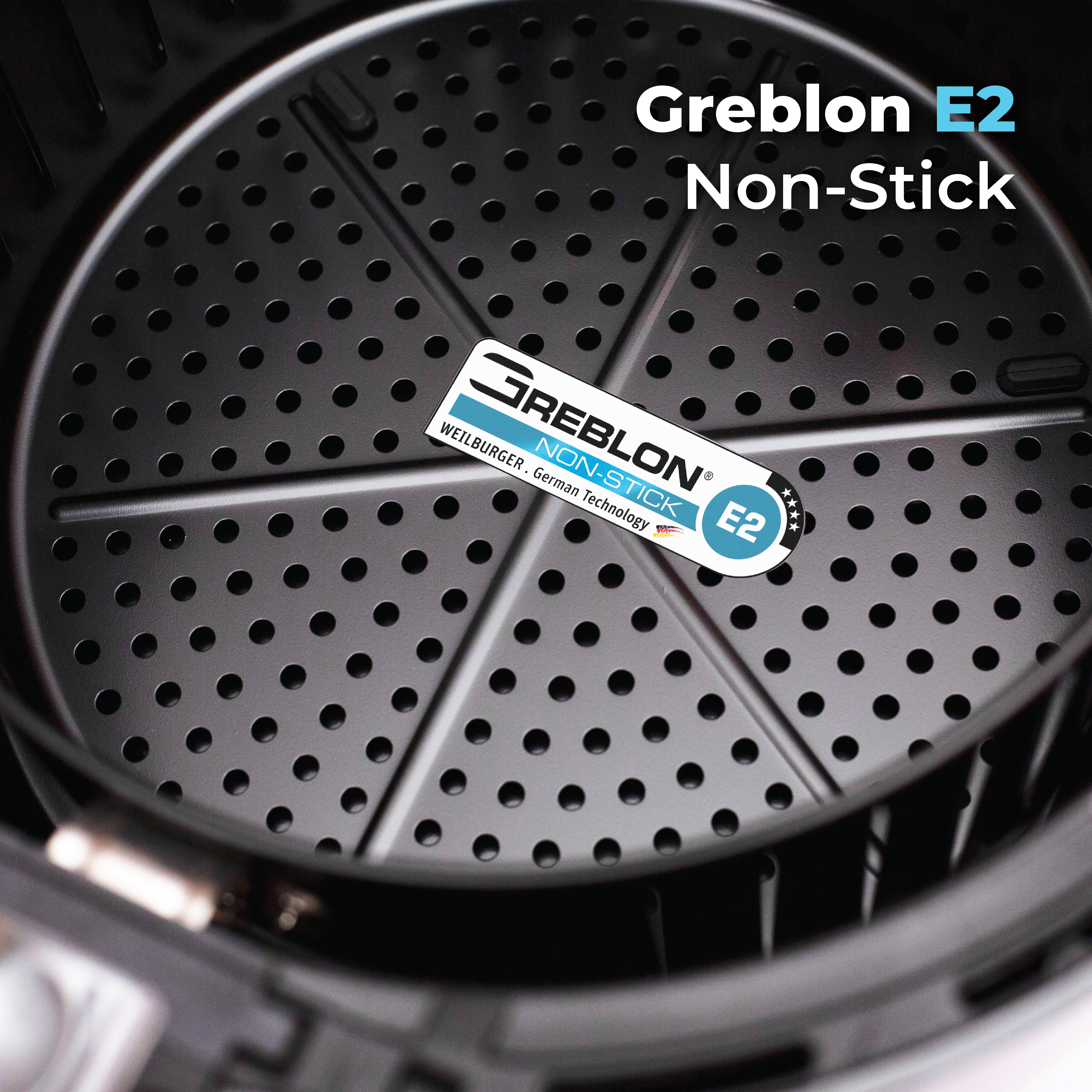 Inserto negro perforado con logo Greblon E2 Non-Stick.