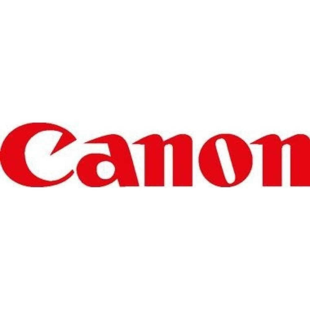 Het rode Canon-logo op een witte achtergrond.