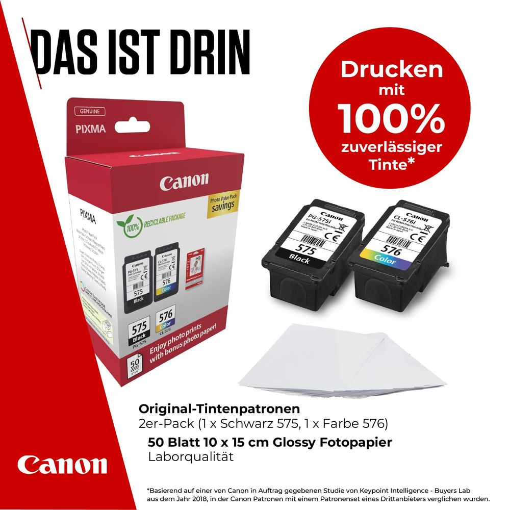 Zestaw 2 tuszów Canon Pixma z 50 arkuszami papieru fotograficznego.