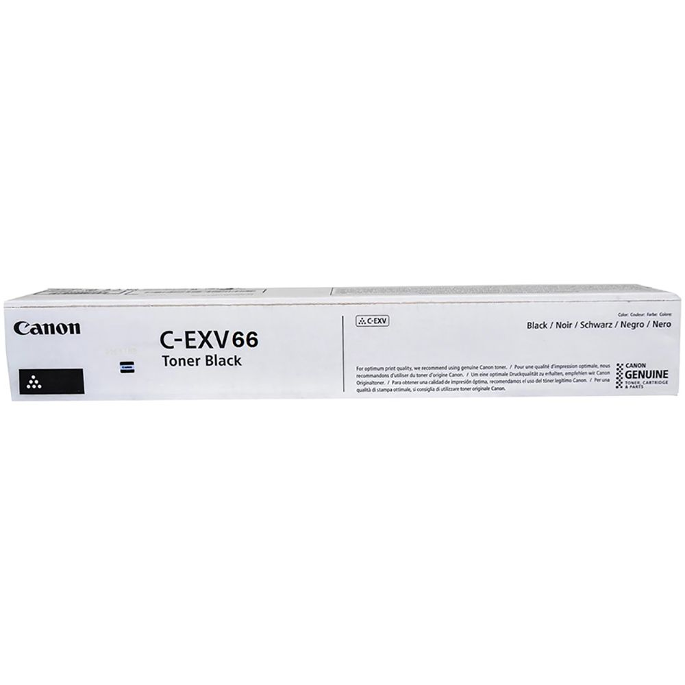Opakowanie Canon C-EXV66 Toner Black z informacjami o produkcie i logo.