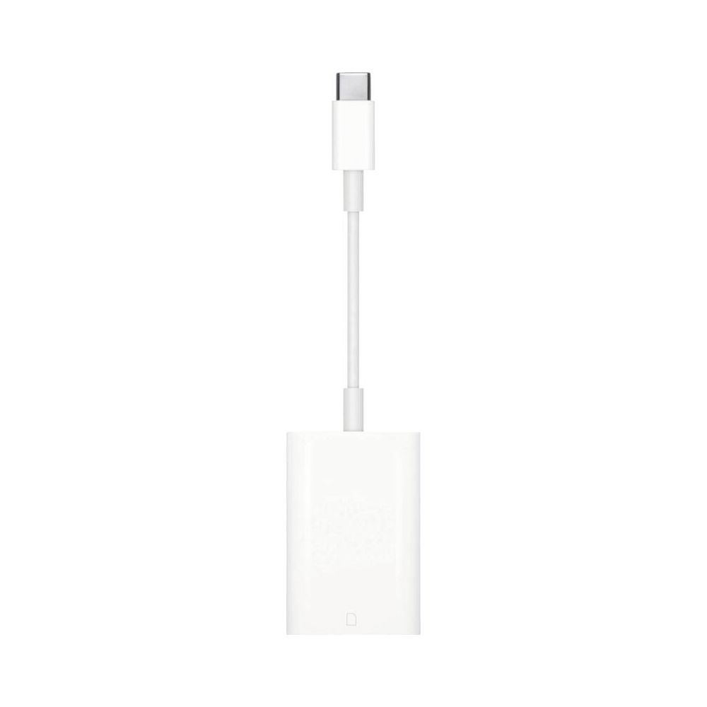 Biały adapter USB-C z kablem podłączonym do prostokąta.