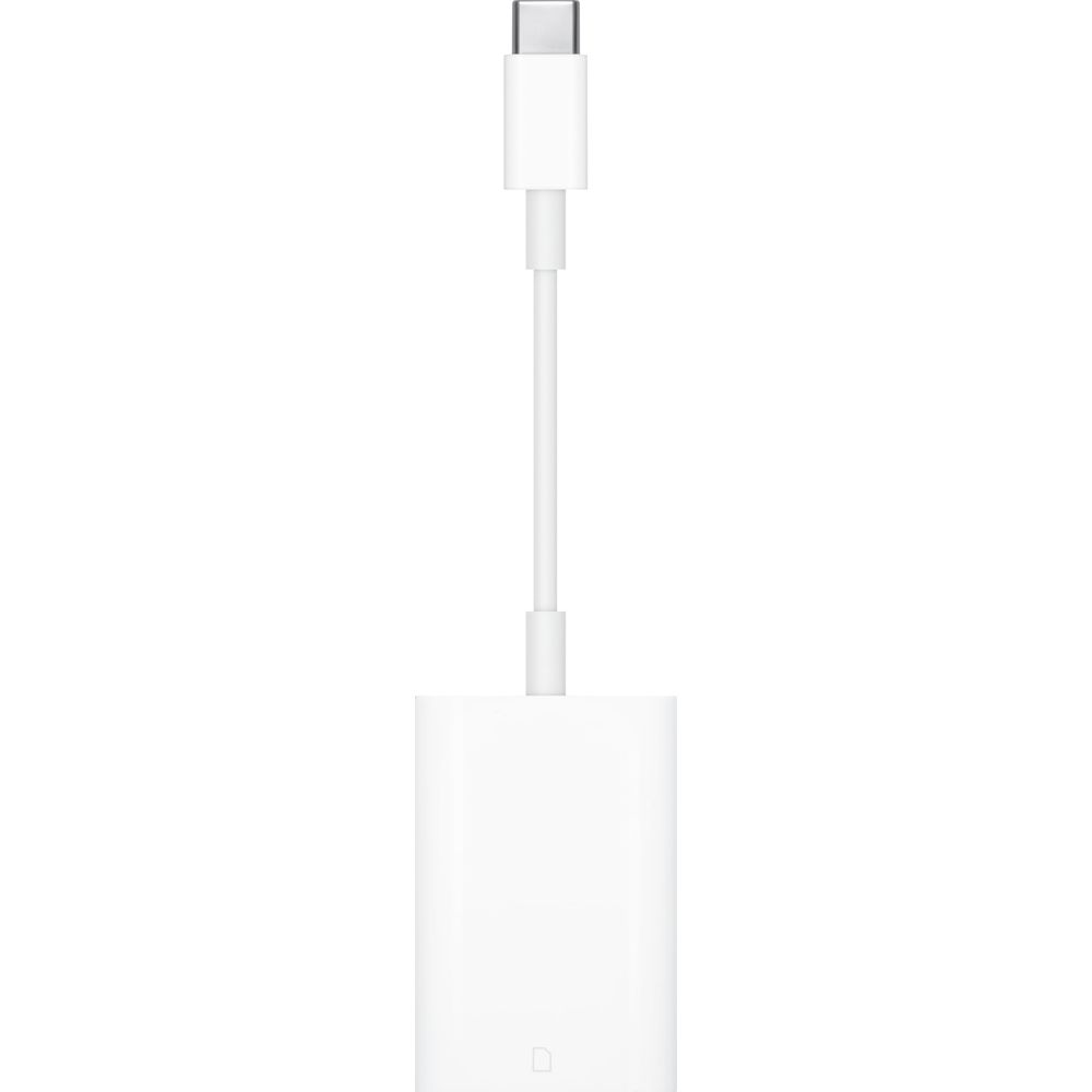 Biały adapter USB-C z kablem i prostokątnym złączem.
