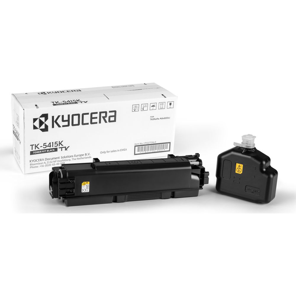 Czarny toner Kyocera TK-5415K i butelka z tonerem.