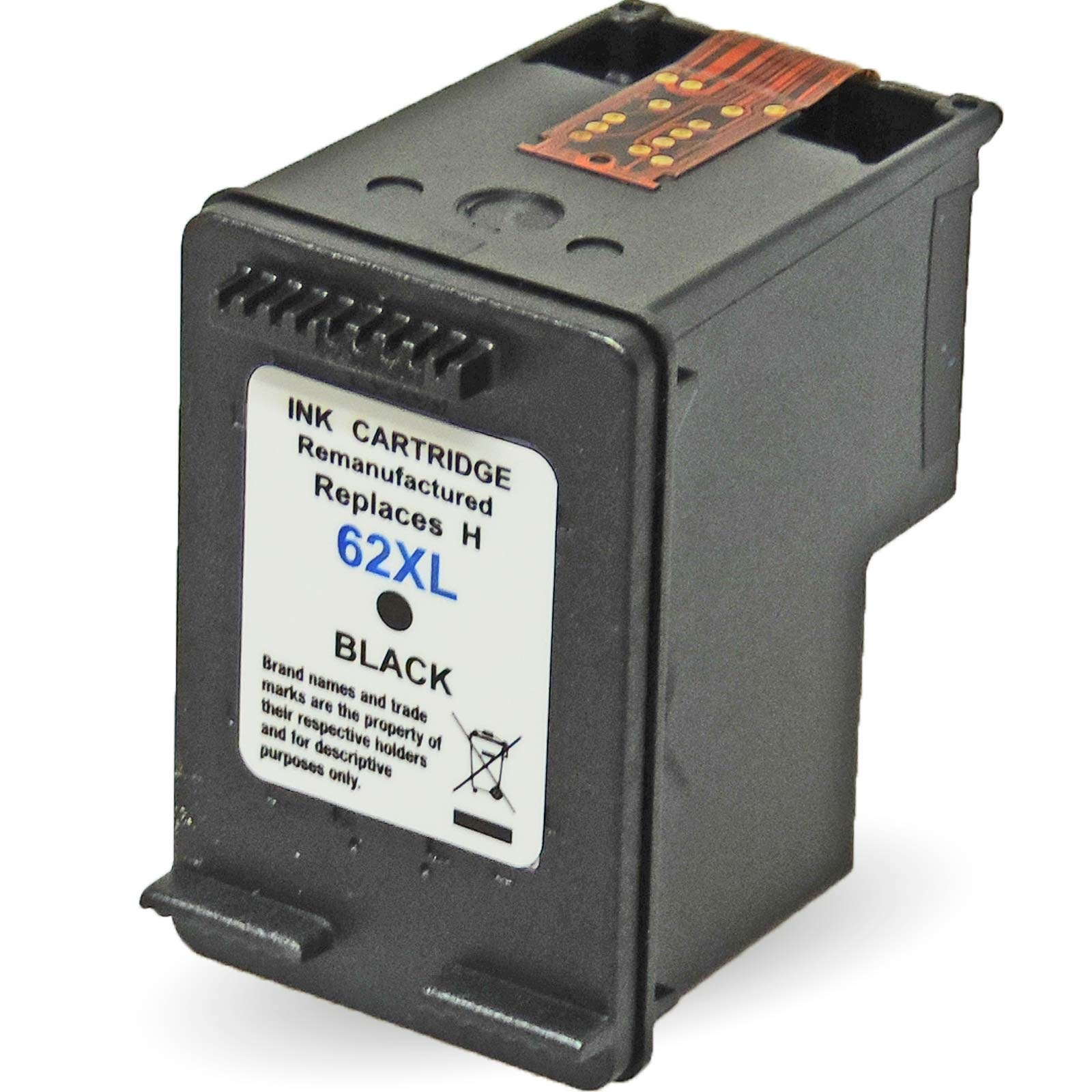 Schwarze Tintenpatrone 62XL, wiederaufbereitet, für Drucker.