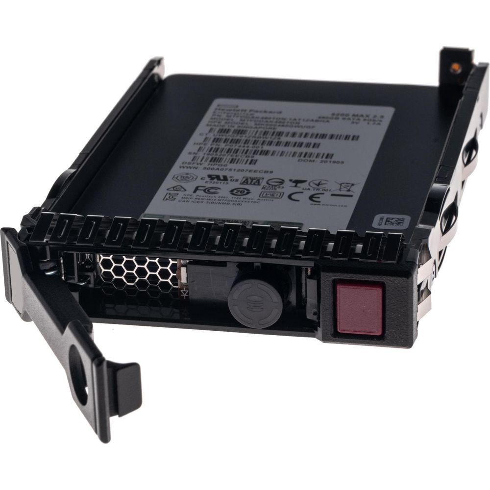 Czarny kontroler dysku twardego serwera z otwartą klapką zwalniającą.