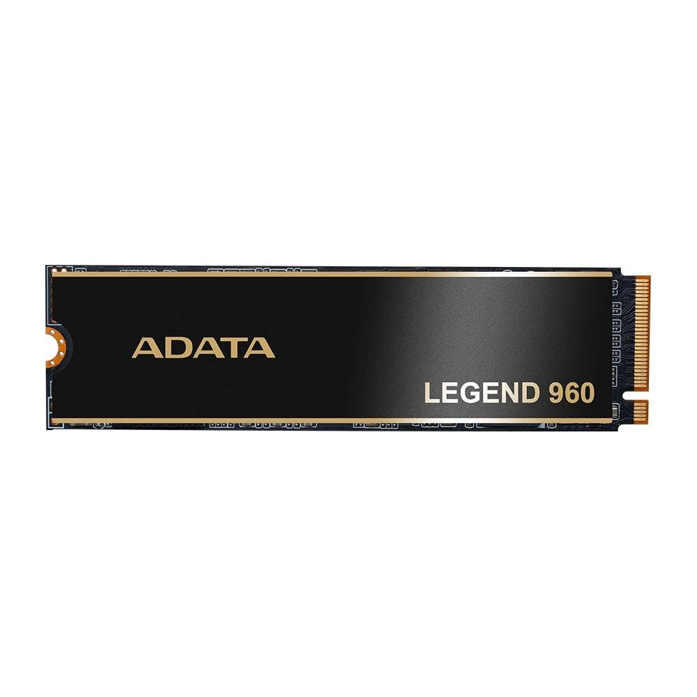 Czarny dysk SSD ADATA Legend 960 ze złotym napisem.