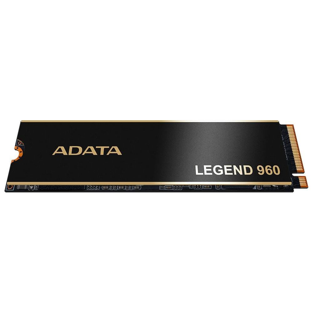 Czarny dysk SSD M.2 ADATA LEGEND 960 ze złotym napisem.