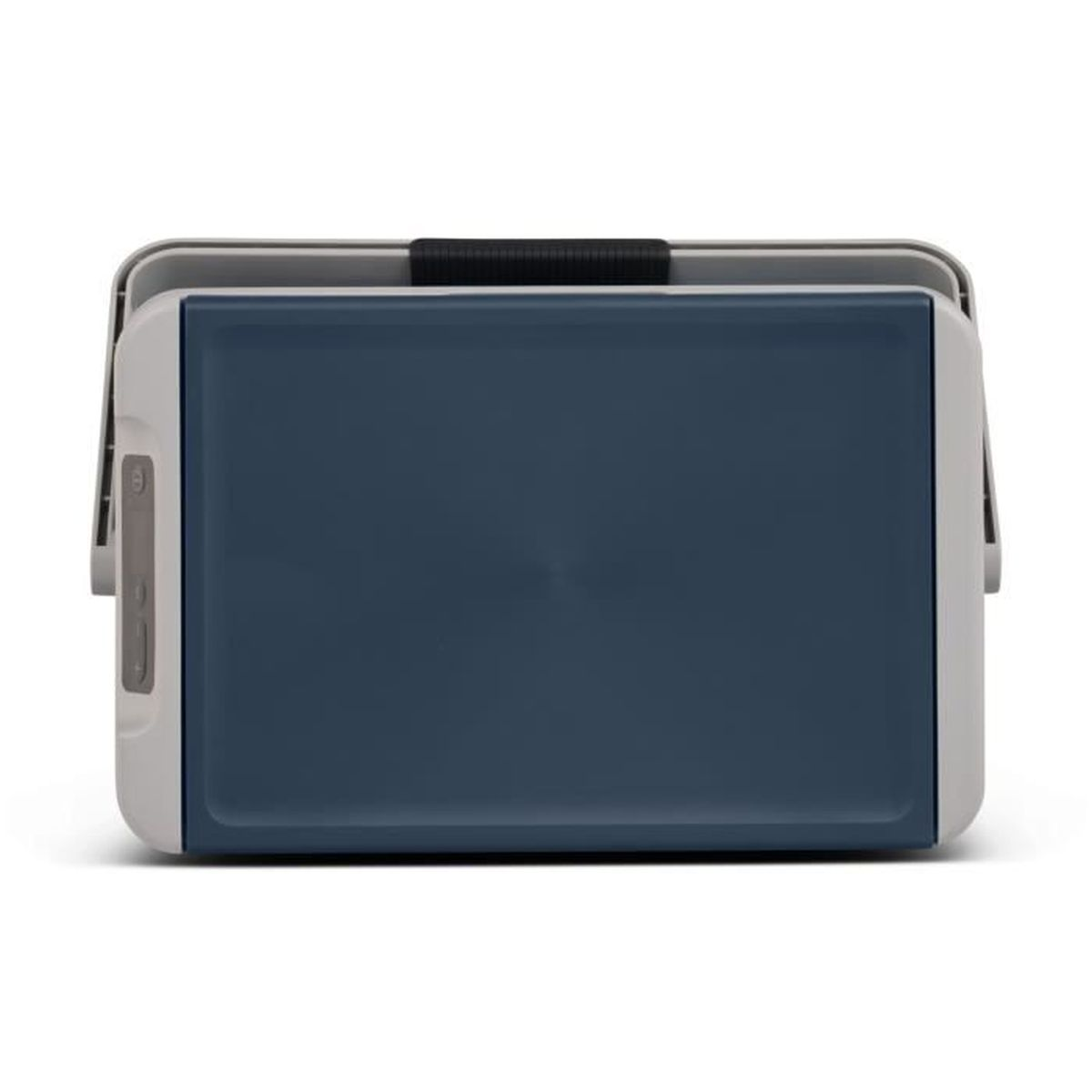 Granatowo-szary cooler z czarnym uchwytem na górze.