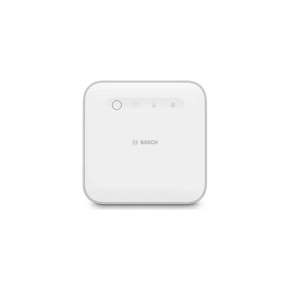 Białe urządzenie Bosch z ikonami i kółkiem na górze.