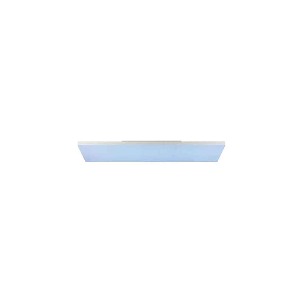 Un panel de luz rectangular que emite luz azul sobre fondo blanco.