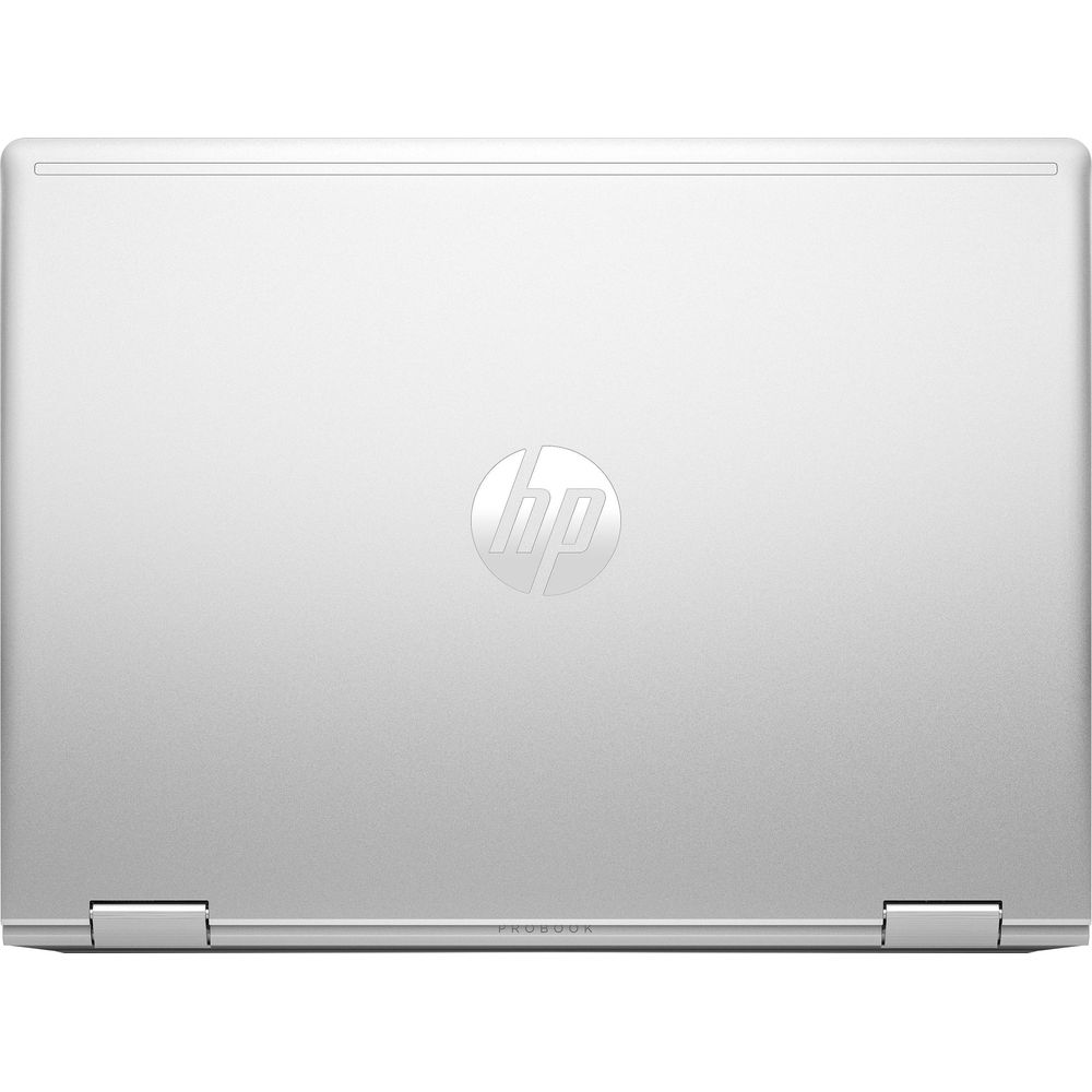 Laptop HP ProBook argentato chiuso con logo HP argentato.
