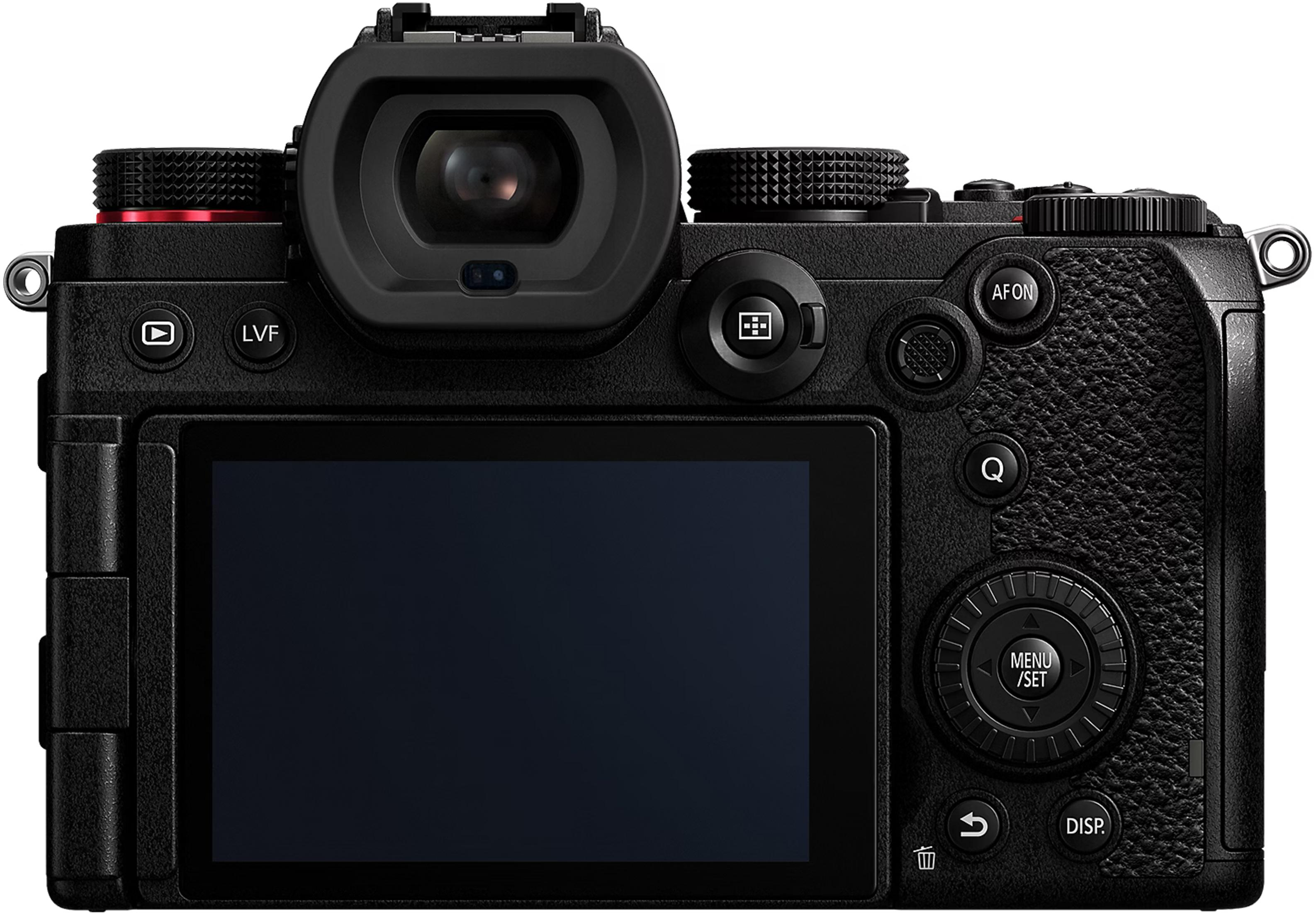 Vue arrière d'un appareil photo numérique noir avec écran LCD et boutons.