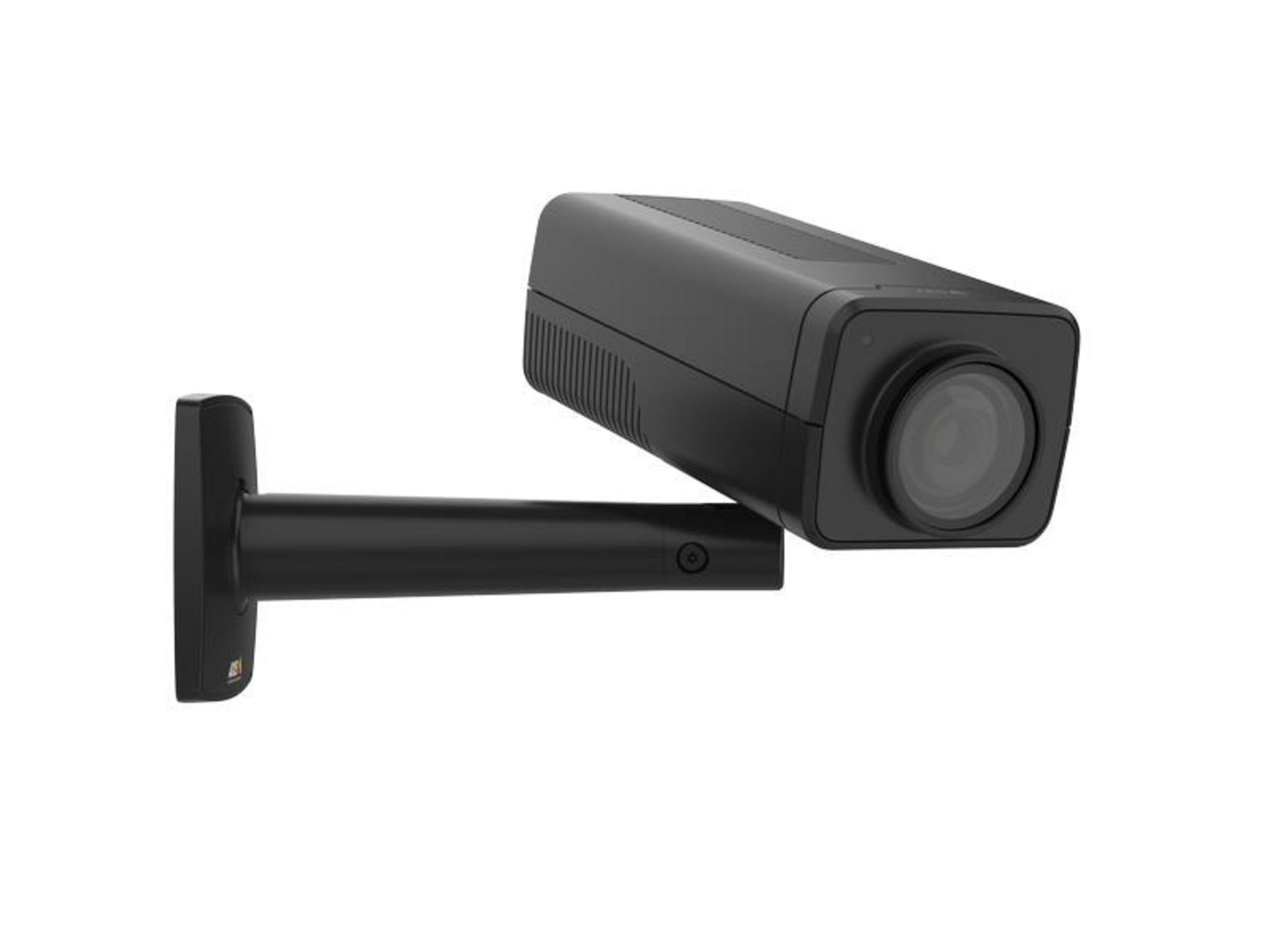 Czarna kamera bezpieczeństwa z mocowaniem na białym tle.