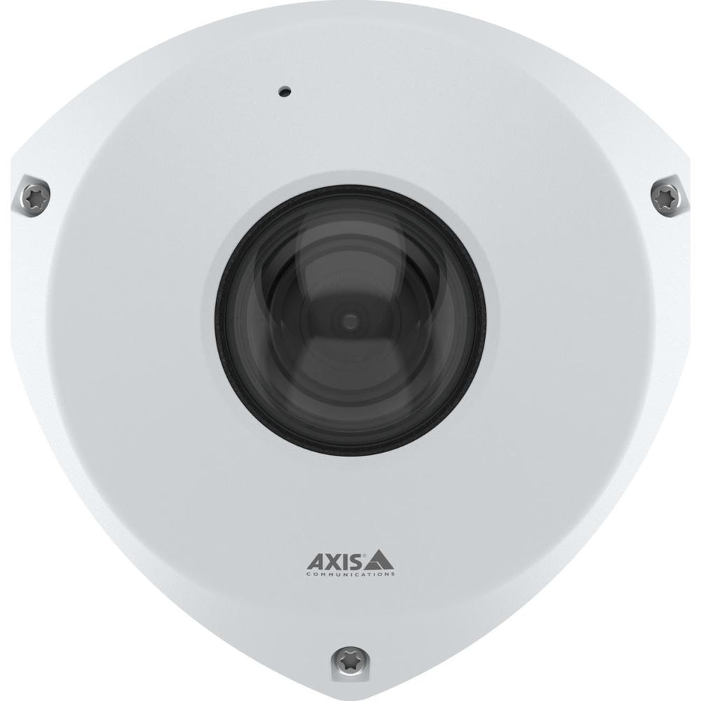 Biała kamera bezpieczeństwa z czarnym obiektywem i logo AXIS.