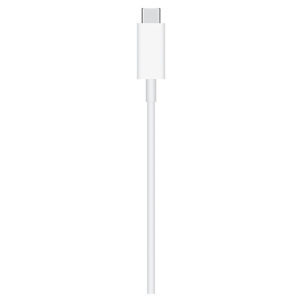 Biały kabel USB-C z prostokątnym złączem i długim, cienkim przewodem.