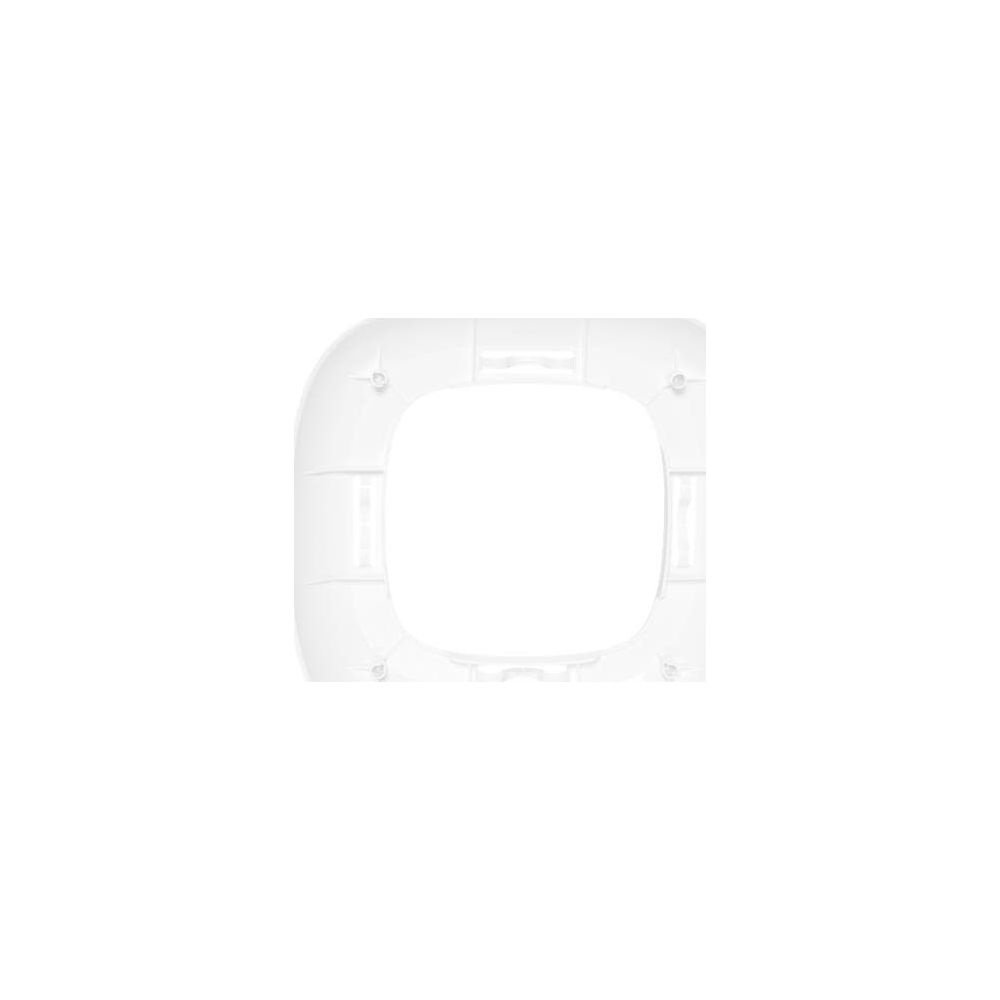 Biały tył kwadratowego przedmiotu z zaokrąglonymi rogami.