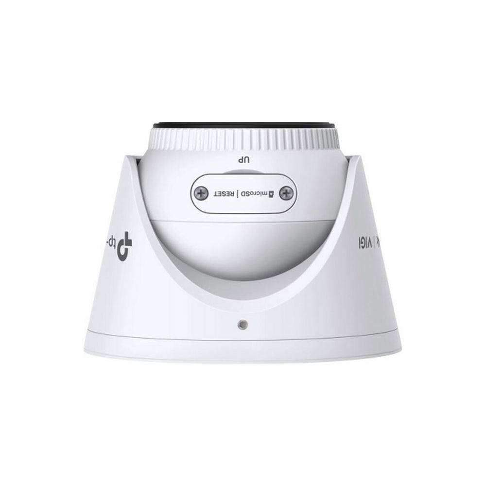 Biała kamera bezpieczeństwa z przyciskiem MicroSD/Reset i logo TP-Link.