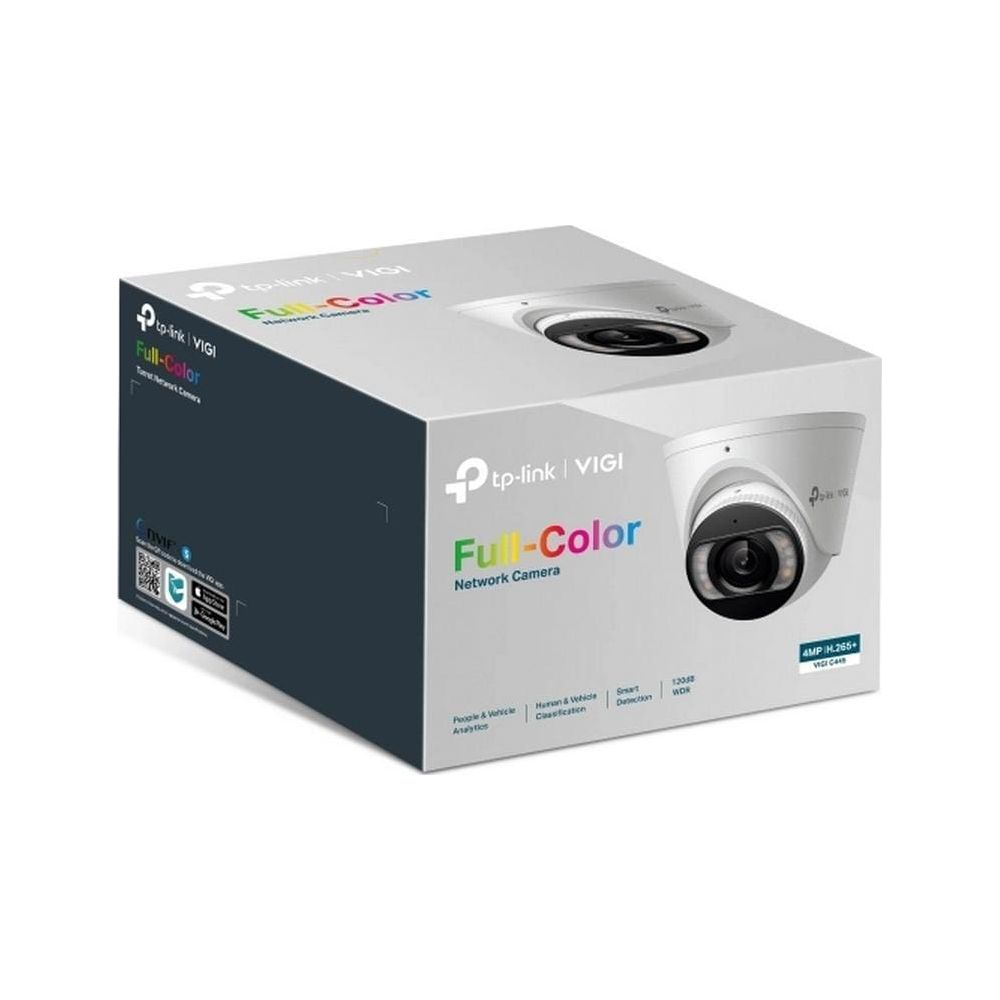 Pudełko kamery sieciowej TP-Link VIGI Full-Color z obrazem kamery z przodu.