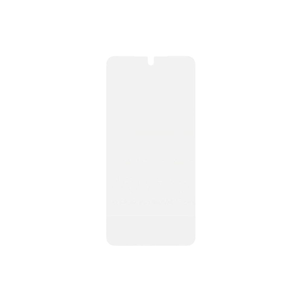 Een witte screenprotector voor smartphone met een inkeping bovenaan.