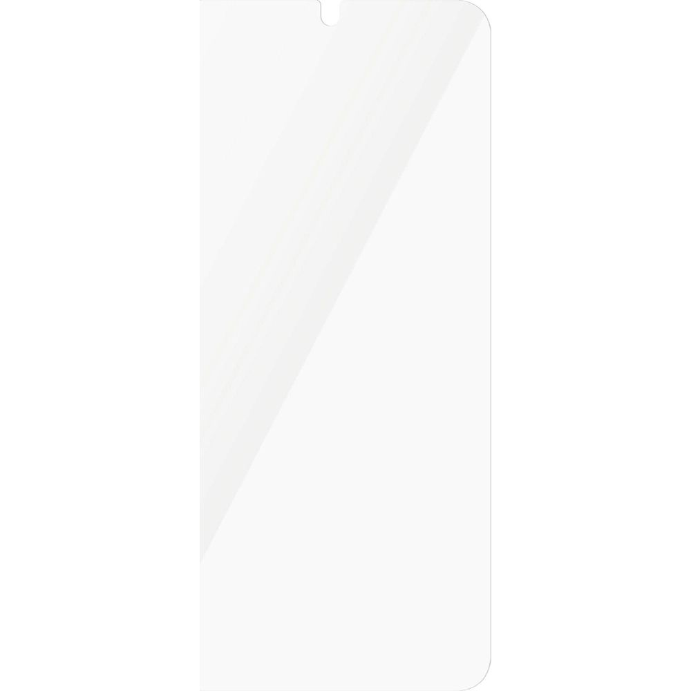 Przezroczysta folia ochronna na ekran smartfona. Ma małe wycięcie na górze.