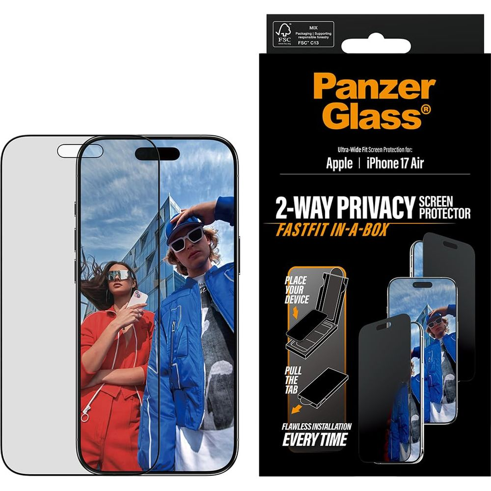 iPhone 17 Air için Panzer Glass ekran koruyucu, talimatlı.
