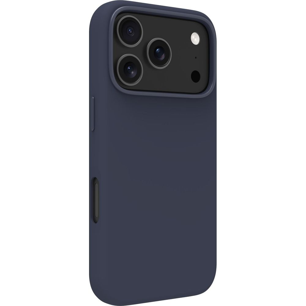 Custodia blu scuro per telefono con tre obiettivi e flash.