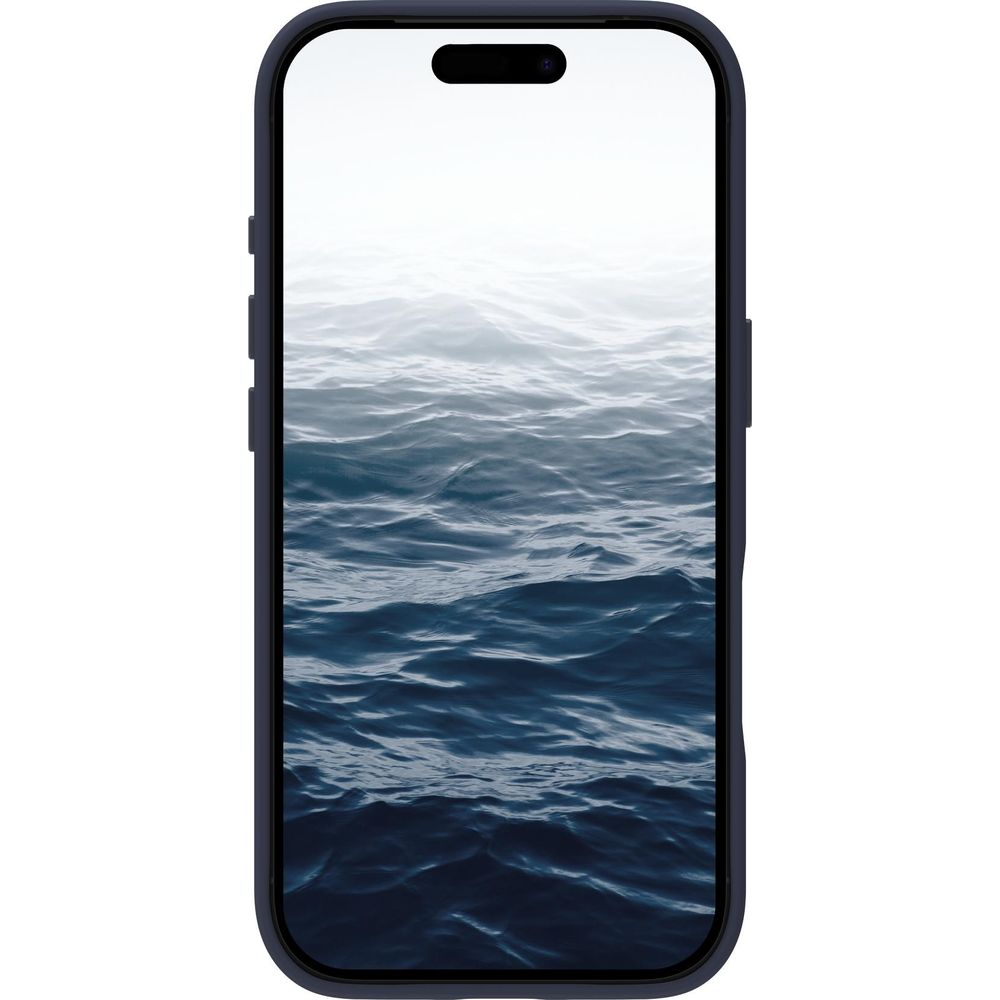 Onde blu scuro con nebbia sullo sfondo, visualizzate su uno smartphone.