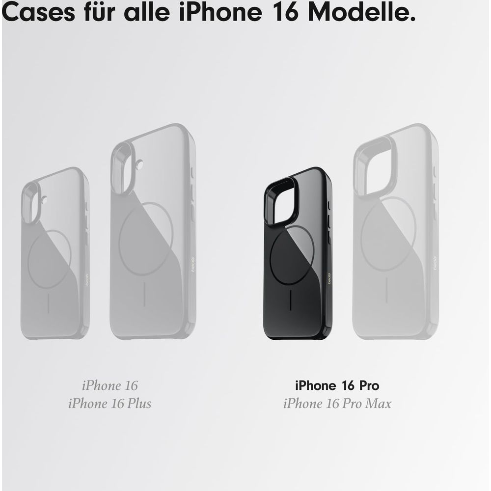 Etui iPhone 16: przezroczyste dla 16/Plus, czarne dla Pro/Pro Max.