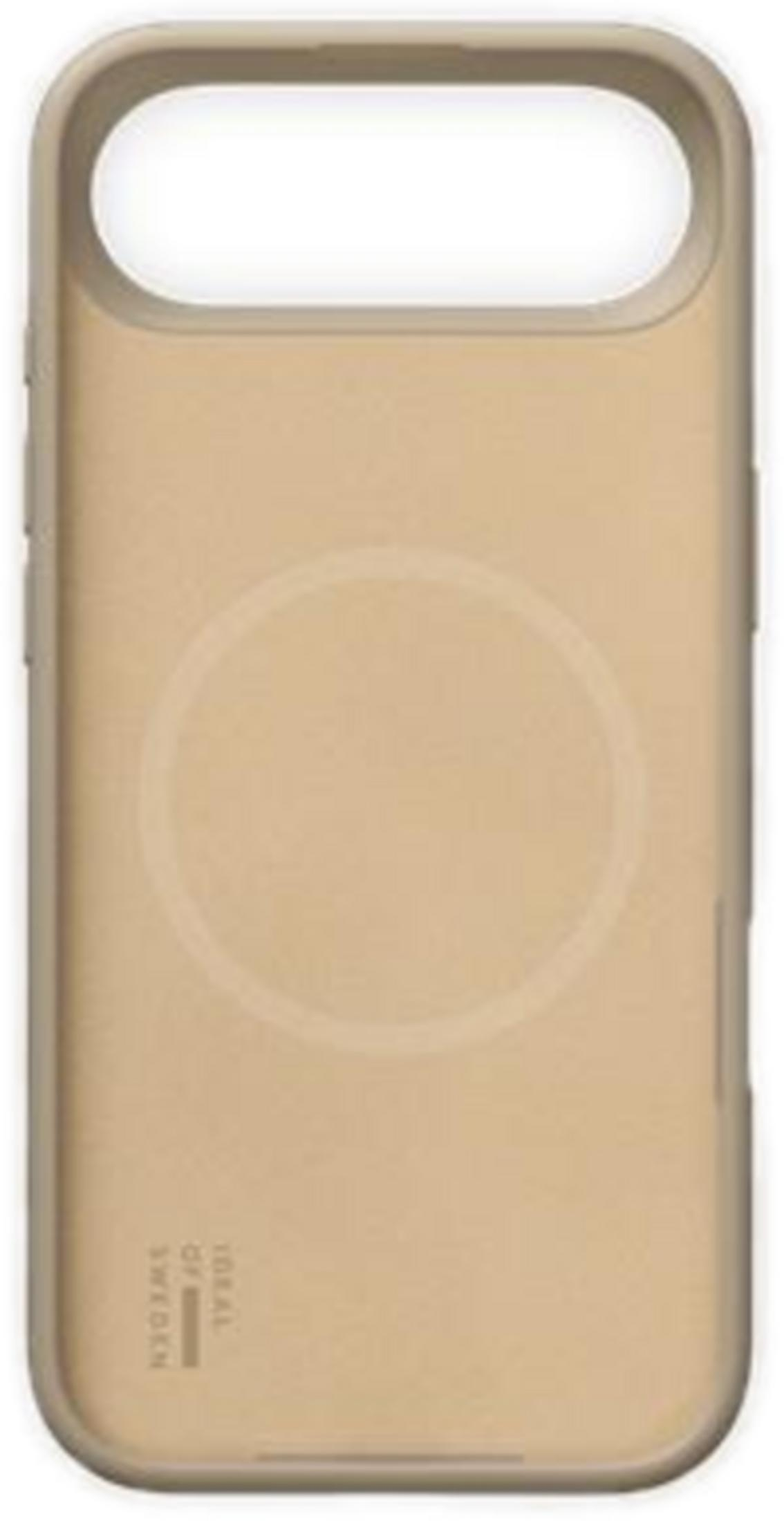 Eine beige Handyhülle mit einem Kreisdesign und dem Text "IDEAL OF SWEDEN".