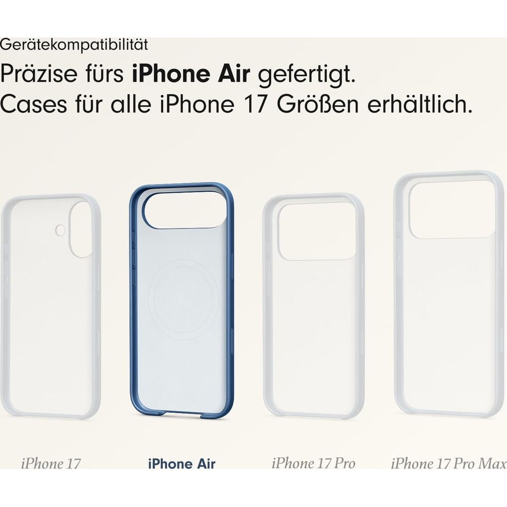 Cztery przezroczyste etui na telefony iPhone 17, Air, Pro i Pro Max.