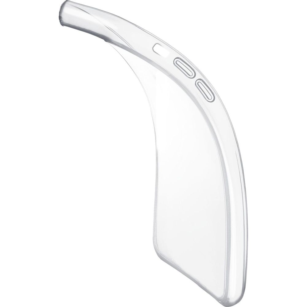 Funda transparente para móvil con recortes para botones y cámara.