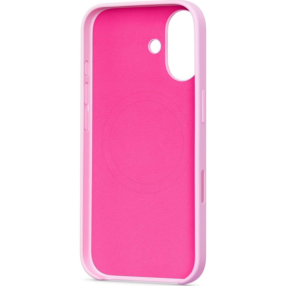 Ein pinkes Handycover mit Aussparungen für Kamera und Tasten.