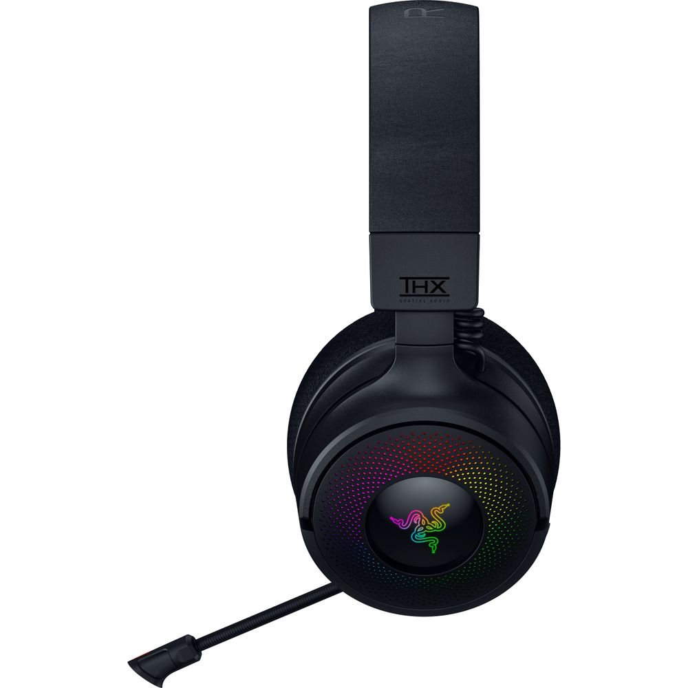 Czarne słuchawki Razer z mikrofonem i podświetleniem RGB.