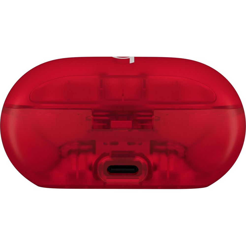 Przezroczyste czerwone etui ładujące z portem USB-C.