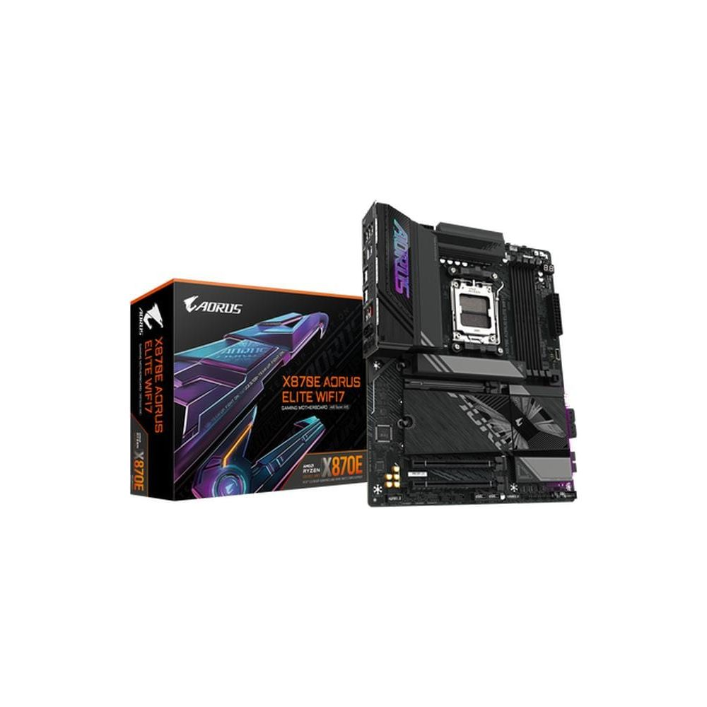 Płyta główna Aorus X870E Elite WiFi 7 i jej pudełko.