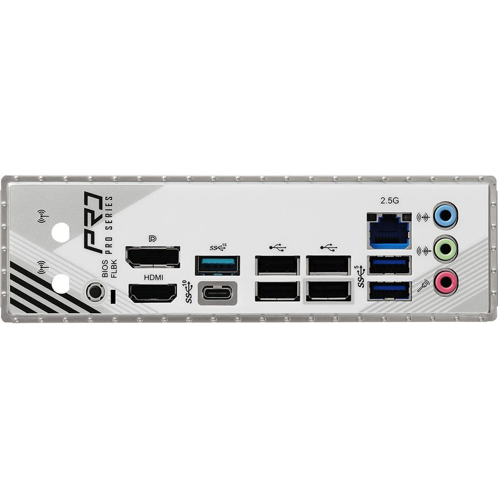 Tył płyty głównej z portami HDMI, USB i Ethernet.