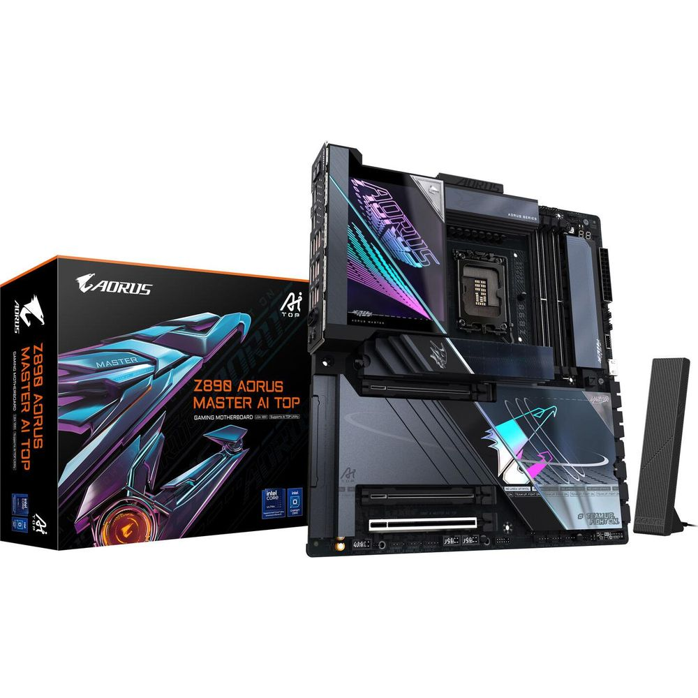 Płyta główna gamingowa Aorus Z890 z podświetleniem RGB i opakowaniem.