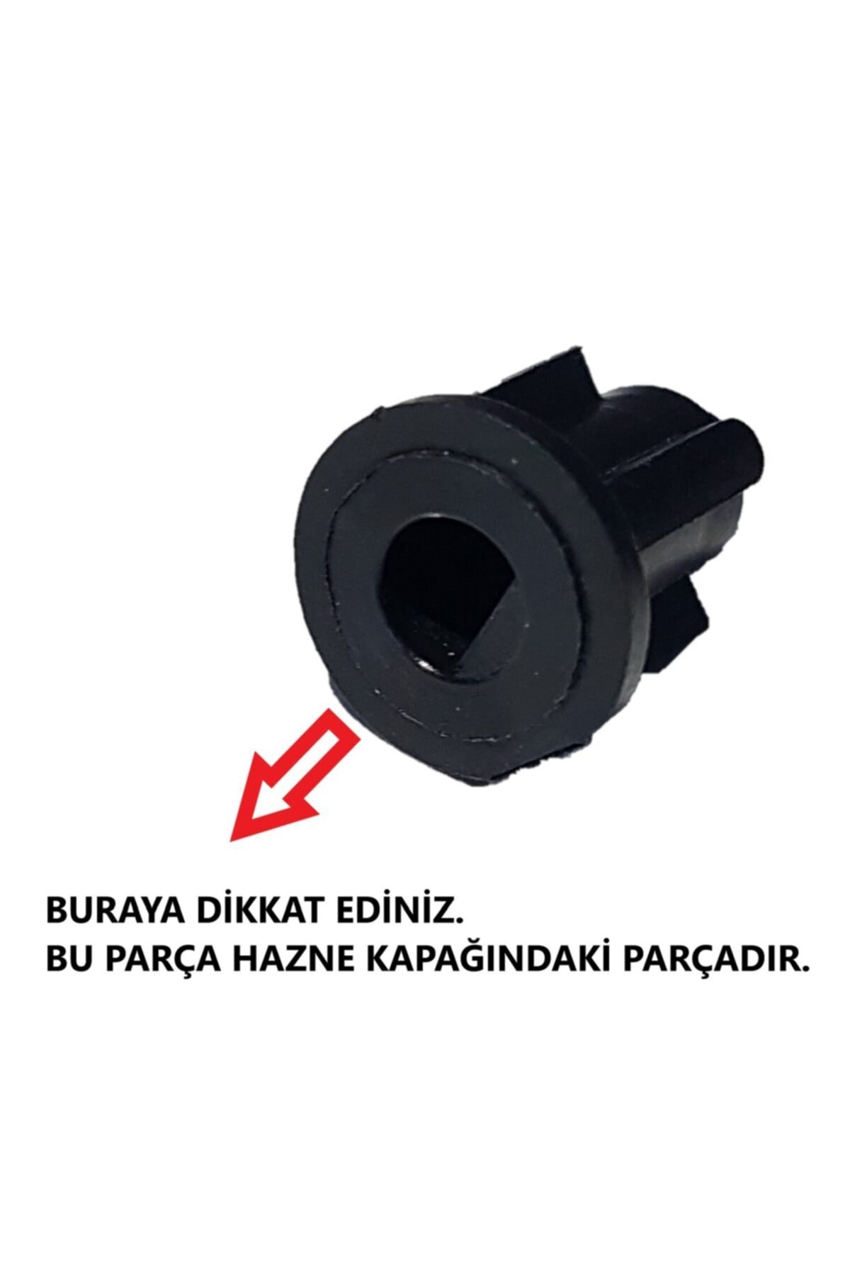 Kare delikli siyah plastik parça gösteriliyor. Kırmızı ok ona işaret ediyor.